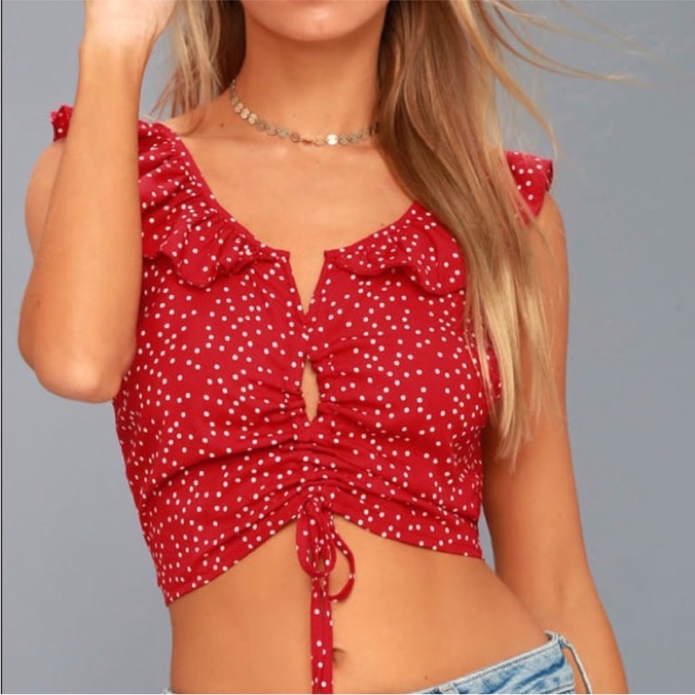 Lulu’s Red Polkadot Ruffle Top M